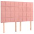 Cama box spring colchón y LED terciopelo rosa 140x200
