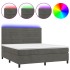 Cama box spring colchón y LED terciopelo gris oscuro 180x200
