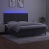 Cama box spring colchón y LED terciopelo gris oscuro 180x200