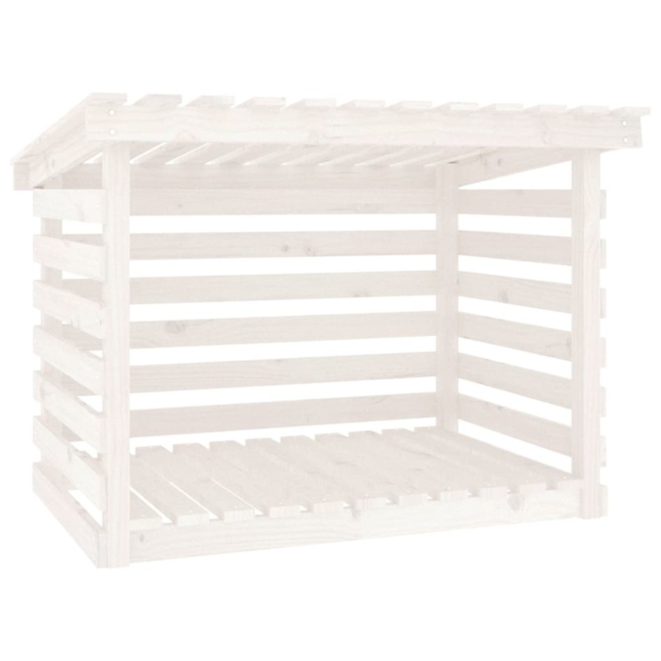 Leñero de madera maciza de pino blanco 108x73x79