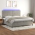 Cama box spring colchón y LED terciopelo gris claro 200x200