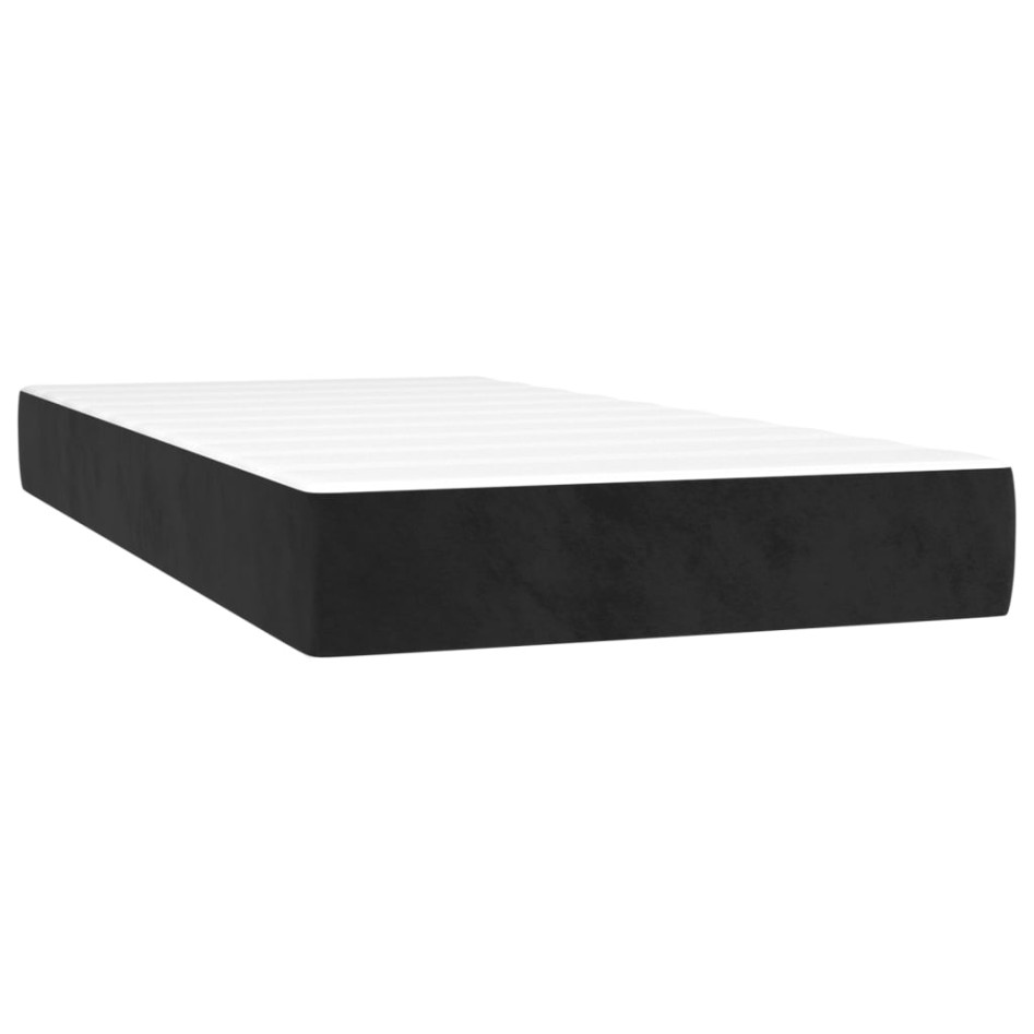 Cama box spring colchón y LED terciopelo negro 100x200