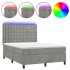 Cama box spring colchón y LED terciopelo gris claro 140x190