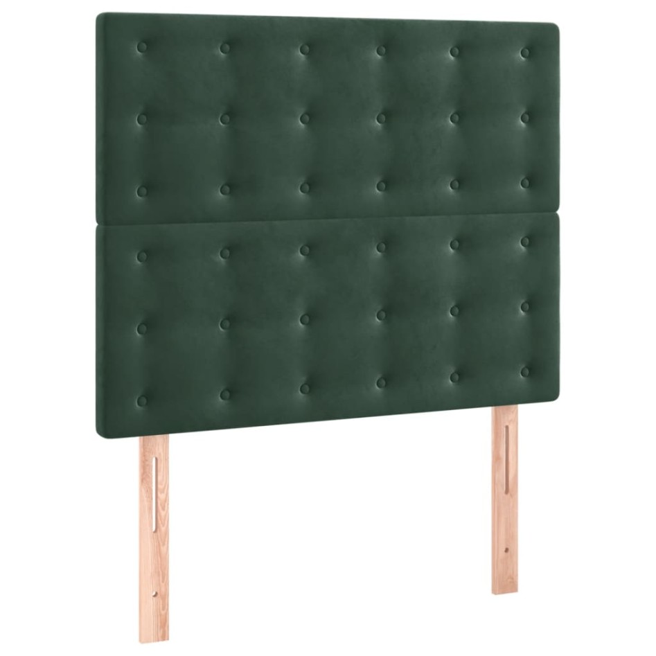 Cama box spring colchón y LED terciopelo verde oscuro 90x190