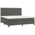 Cama box spring colchón y LED terciopelo gris oscuro 200x200