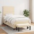 Cama box spring con colchón tela color crema 90x190