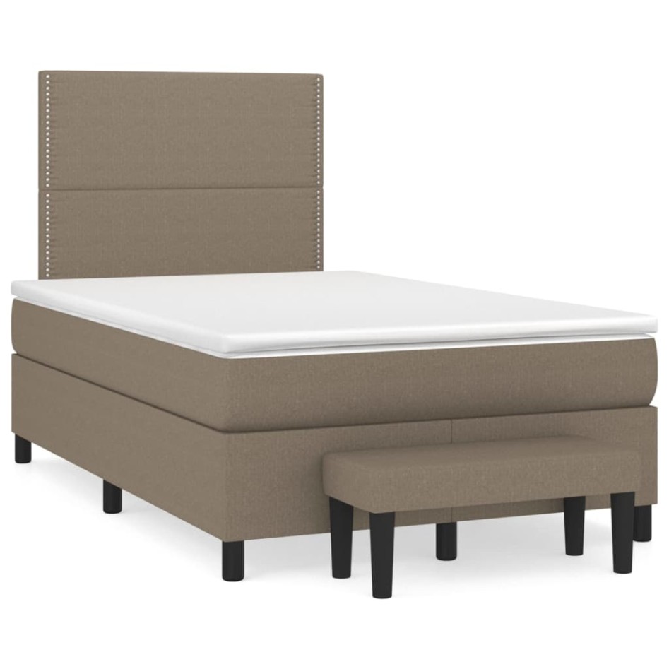 Cama box spring con colchón tela gris taupe 120x200
