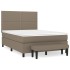 Cama box spring con colchón tela gris taupe 140x190