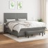 Cama box spring con colchón tela gris oscuro 160x200