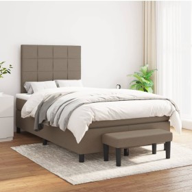 Cama box spring con colchón tela gris taupe 120x200