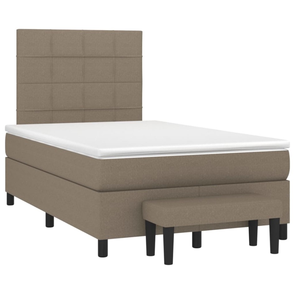 Cama box spring con colchón tela gris taupe 120x200