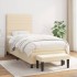 Cama box spring con colchón tela color crema 80x200
