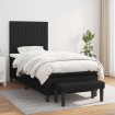 Cama box spring con colchón tela negro 90x200 cm
