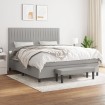 Cama box spring con colchón tela gris claro 160x200 cm
