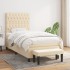 Cama box spring con colchón tela color crema 90x190