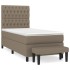Cama box spring con colchón tela gris taupe 90x200
