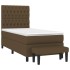 Cama box spring con colchón tela marrón oscuro 100x200