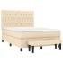 Cama box spring con colchón tela color crema 140x200