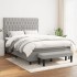 Cama box spring con colchón tela gris claro 140x200