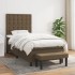 Cama box spring con colchón tela marrón oscuro 100x200