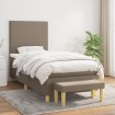 Cama box spring con colchón tela gris taupe 80x200 cm