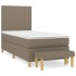 Cama box spring con colchón tela gris taupe 80x200