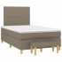 Cama box spring con colchón tela gris taupe 120x200