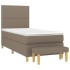 Cama box spring con colchón tela gris taupe 80x200