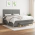 Cama box spring con colchón tela gris oscuro 160x200