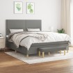 Cama box spring con colchón tela gris oscuro 160x200 cm