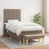 Cama box spring con colchón tela gris taupe 90x200