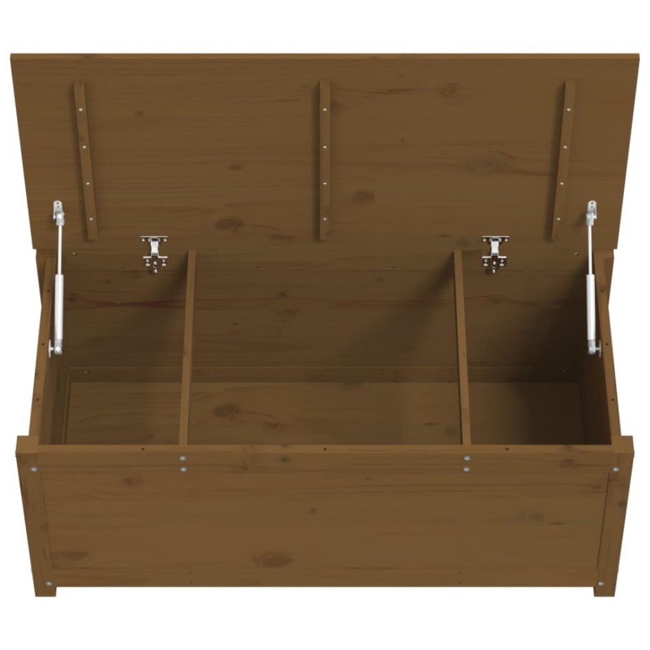 Caja almacenaje madera maciza pino marrón miel 110x50x45,5