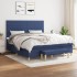 Cama box spring con colchón tela azul 160x200