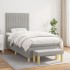 Cama box spring con colchón tela gris claro 100x200