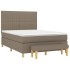 Cama box spring con colchón tela gris taupe 140x200