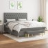 Cama box spring con colchón tela gris oscuro 160x200