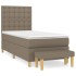 Cama box spring con colchón tela gris taupe 80x200