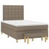 Cama box spring con colchón tela gris taupe 120x200