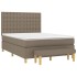Cama box spring con colchón tela gris taupe 140x190