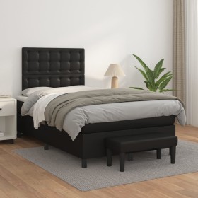 Cama box spring con colchón cuero sintético negro 120x200