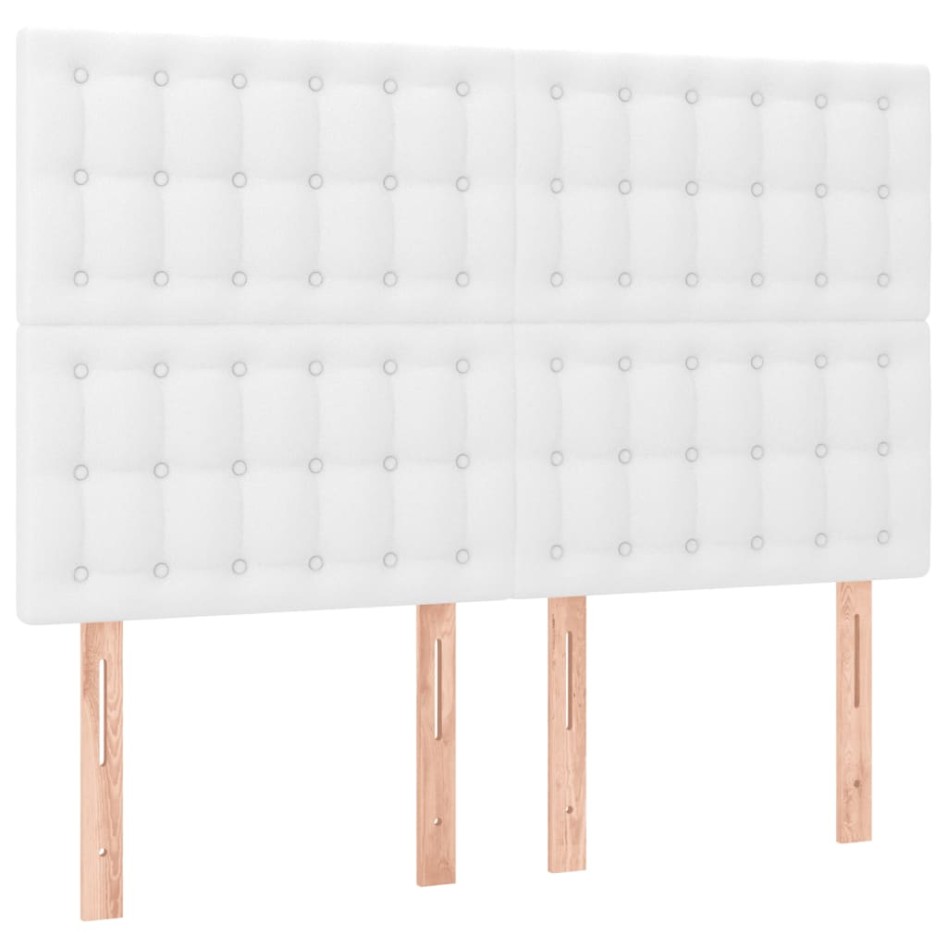 Cama box spring con colchón cuero sintético blanco