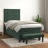 Cama box spring con colchón terciopelo verde oscuro 90x190