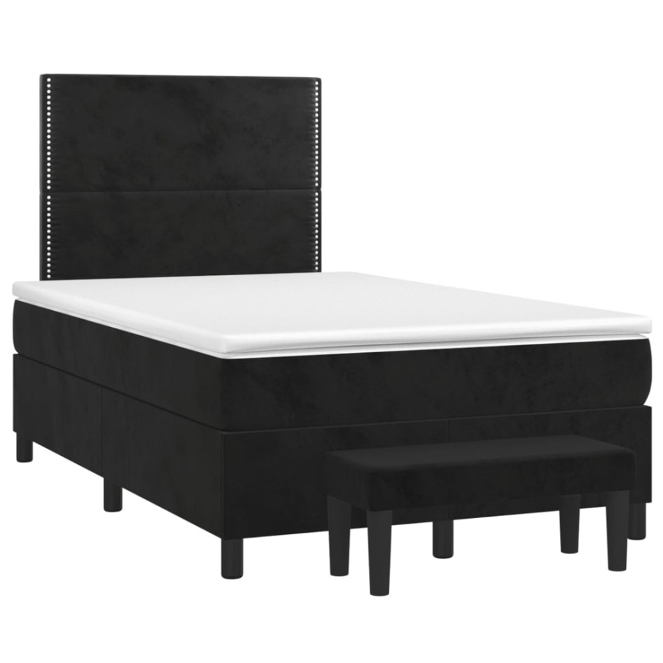 Cama box spring con colchón terciopelo negro 120x200
