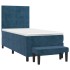 Cama box spring con colchón terciopelo azul oscuro 100x200