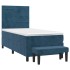 Cama box spring con colchón terciopelo azul oscuro 80x200