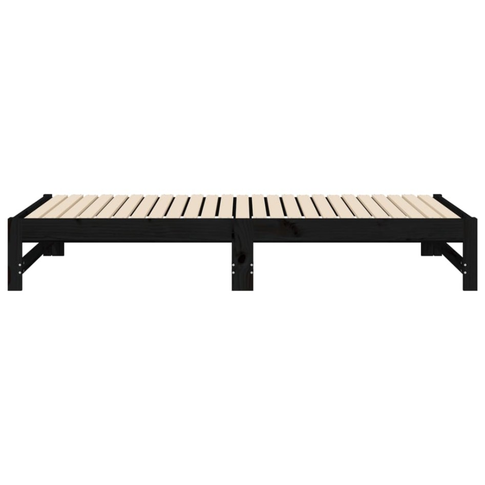Sofá cama extraíble madera maciza de pino negro 2x(90x190)