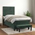 Cama box spring con colchón terciopelo verde oscuro 90x190