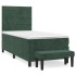 Cama box spring con colchón terciopelo verde oscuro 100x200