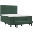 Cama box spring con colchón terciopelo verde oscuro 140x200