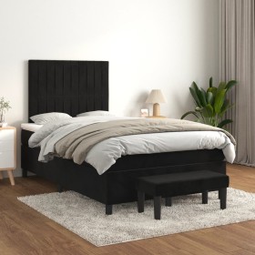 Cama box spring con colchón terciopelo negro 120x200